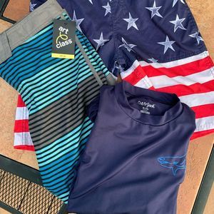 Boys Swim Trunks and Rash Guard XL (16/18)